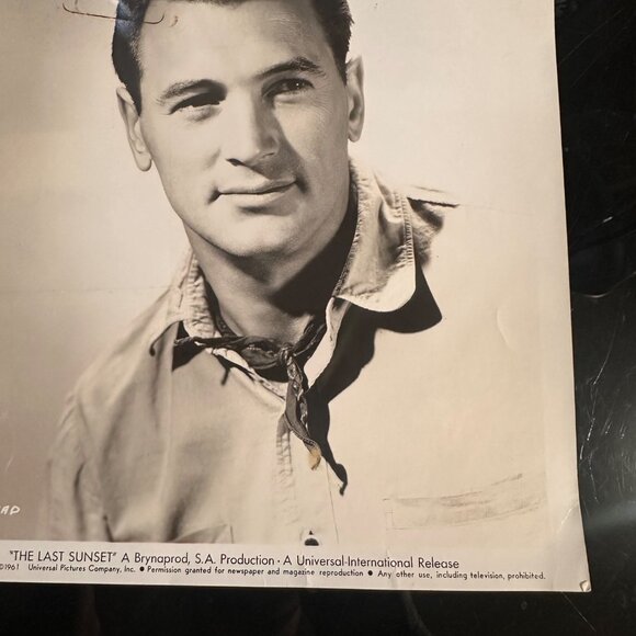 Vintage 1961 "The Last Sunset" Rock Hudson Black & White Headshot Universal Inte - Picture 9 of 13